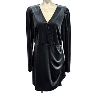 Velvet‎ Mini Dress Long Sleeve Ruched Party Cocktail Dress Elegant